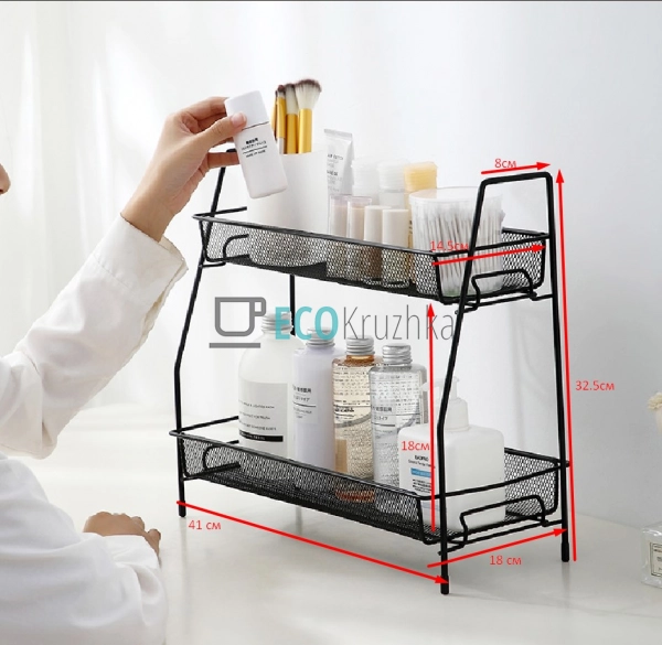 Полиця універсальна двохрядна 41х18х33 см Чорна EK15218 Полиця універсальна двохрядна 41х18х33 см Чорна EK15218