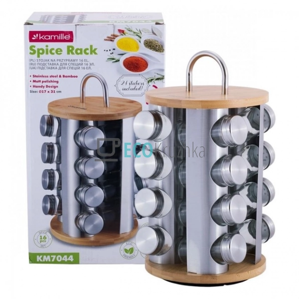 Набір ємностей для спецій Kamille на круглій підставці з ... Набір ємностей для спецій Kamille на круглій підставці з ...