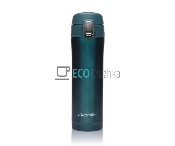 Термокружка Kamille 450мл з нержавіючої сталі Смарагдови ...
