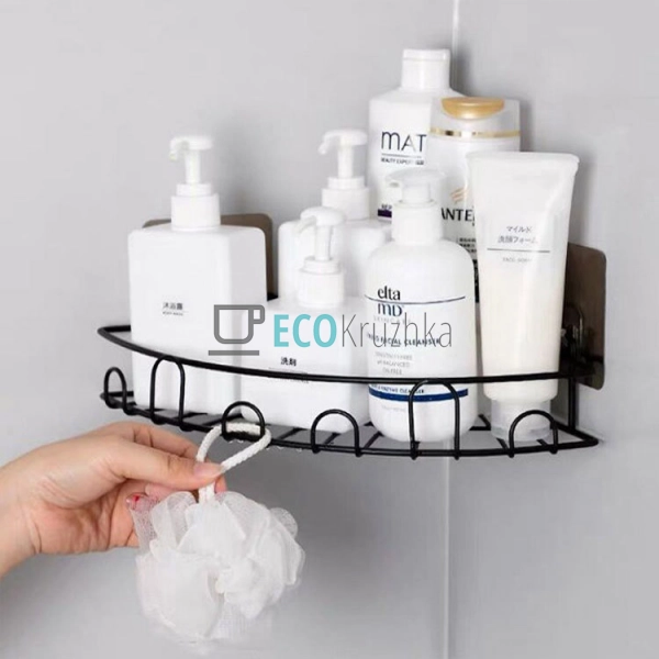 Кутова полиця Чорна на самоклеючих липучках 23х6см TL004 ...