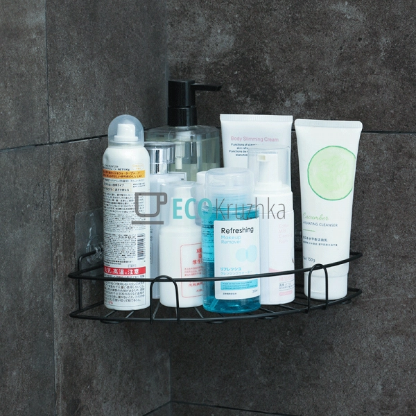 Кутова полиця Чорна на самоклеючих липучках 23х6см TL004 ...