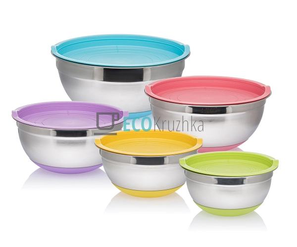 Набір салатників 5 шт нержавіючих з нековзаючим дном APL ... Набір салатників 5 шт нержавіючих з нековзаючим дном APL ...