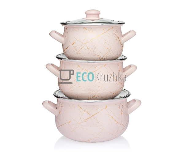 Набір із трьох емальованих кастрюль Interos EK703