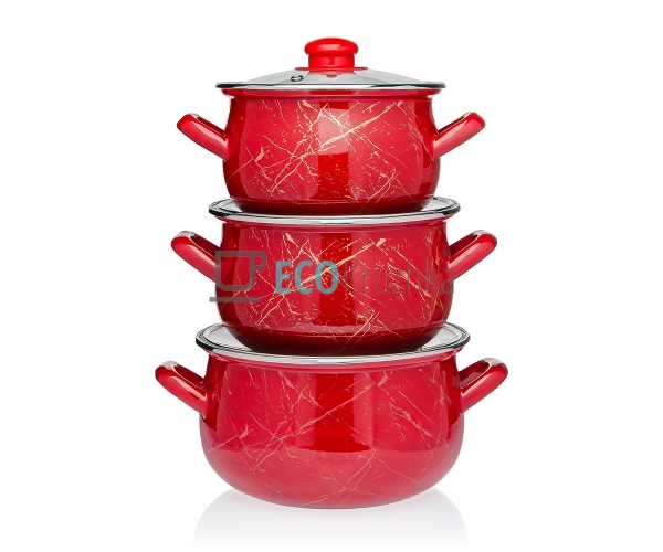 Набір із трьох емальованих кастрюль Interos EK702