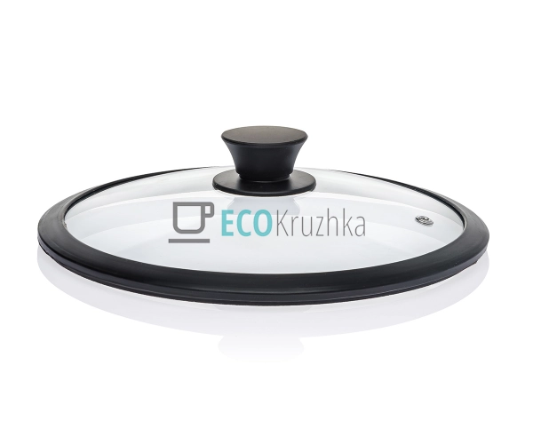 Кришка 28 см скляна з силіконовим обідком та ручкою FRU- ...