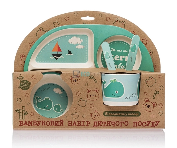 Набір дитячого посуду бамбуковий 5 приладів Кіт Eco Bamb ... Набір дитячого посуду бамбуковий 5 приладів Кіт Eco Bamb ...