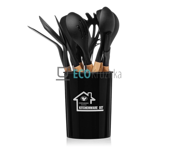 Набір кухонного приладдя 12 предметів з бамбуковою ручко ...
