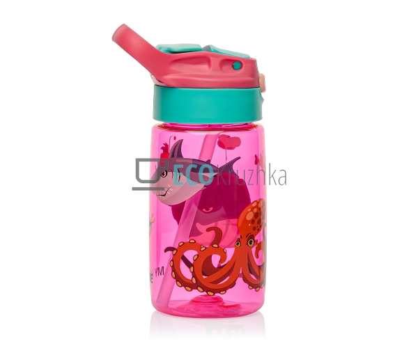 Пляшка для води із трубочкою 450 мл Морські жителі Рожев ... Пляшка для води із трубочкою 450 мл Морські жителі Рожев ...