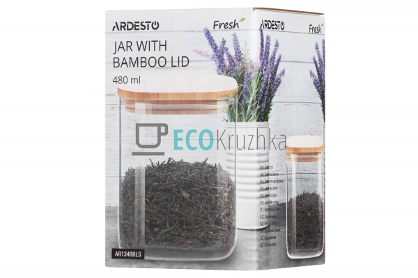 Банка для зберігання Ardesto Fresh, квадратна, 480 мл, с ... Банка для зберігання Ardesto Fresh, квадратна, 480 мл, с ...