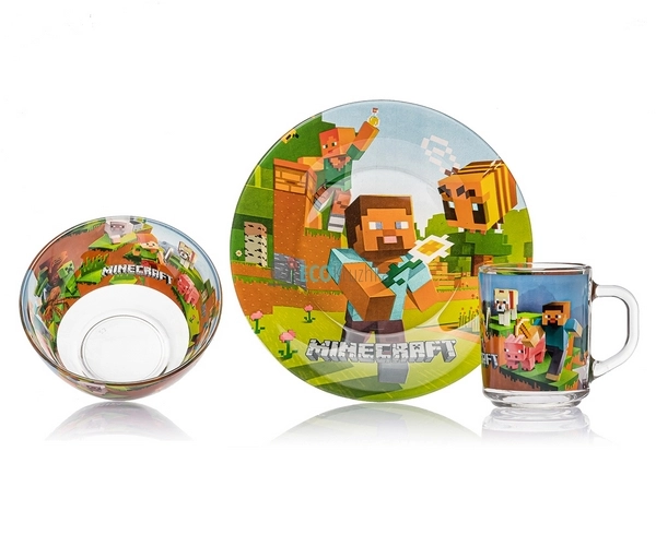 Набір скляного посуду для дітей 3 предмета майнкрафт Met ... Набір скляного посуду для дітей 3 предмета майнкрафт Met ...