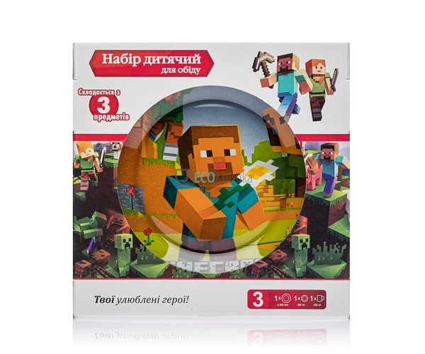 Набір скляного посуду для дітей 3 предмета майнкрафт Met ... Набір скляного посуду для дітей 3 предмета майнкрафт Met ...