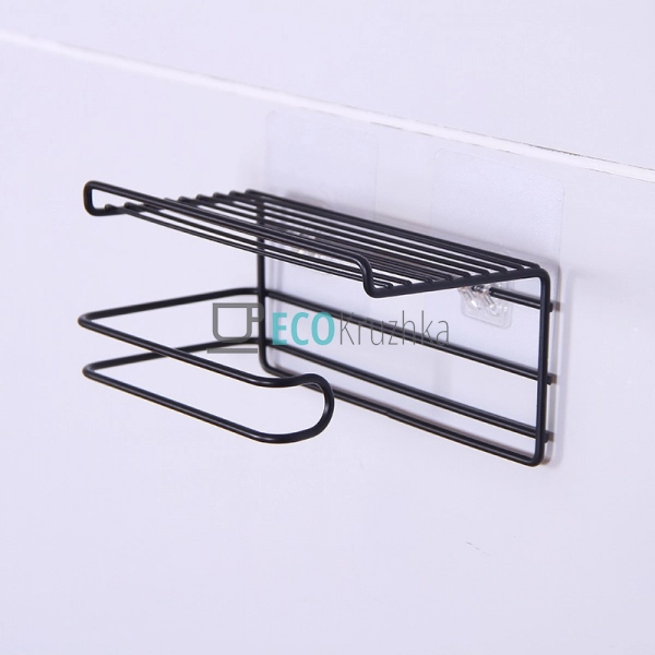 Полиця з тримачем настінна 20х10х9см Чорна (JZ2382)