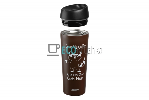 Термочашка Ardesto Coffee time Raccoon 450 мл, коричн., ... Термочашка Ardesto Coffee time Raccoon 450 мл, коричн., ...