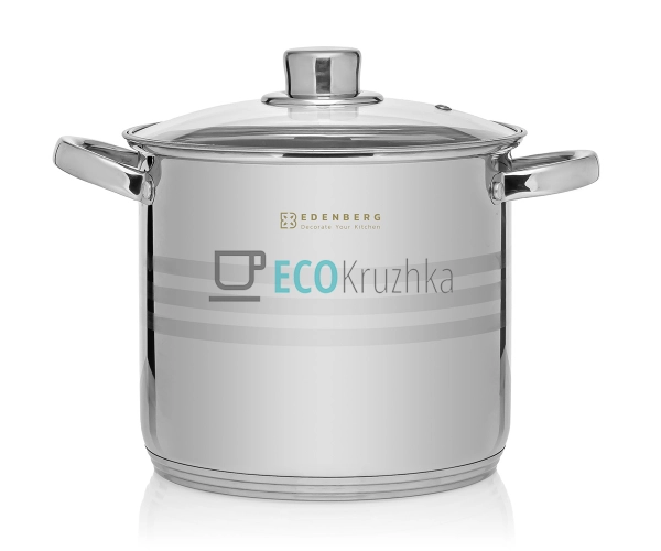Каструля нержавіюча 6.5л професійна з кришкою Edenberg E ... Каструля нержавіюча 6.5л професійна з кришкою Edenberg E ...