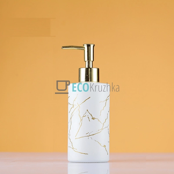 Диспенсер 320 мл для рідкого мила скляний Білий marble ( ...