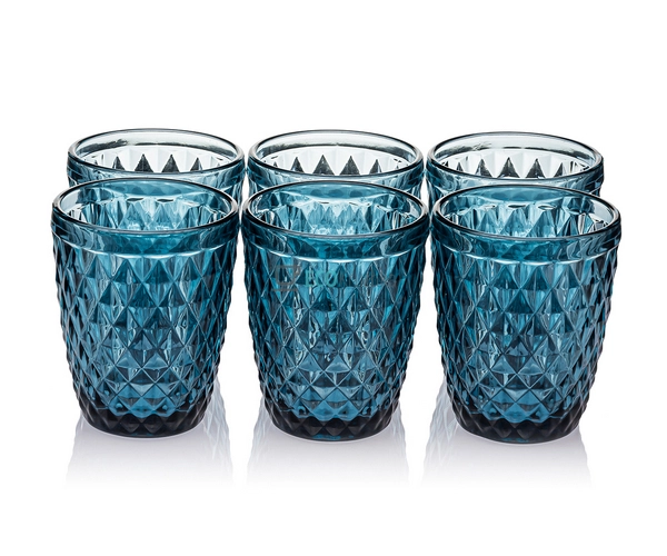 Набір кольорових склянок 6шт Glassware 270 мл Синій (дрі ... Набір кольорових склянок 6шт Glassware 270 мл Синій (дрі ...