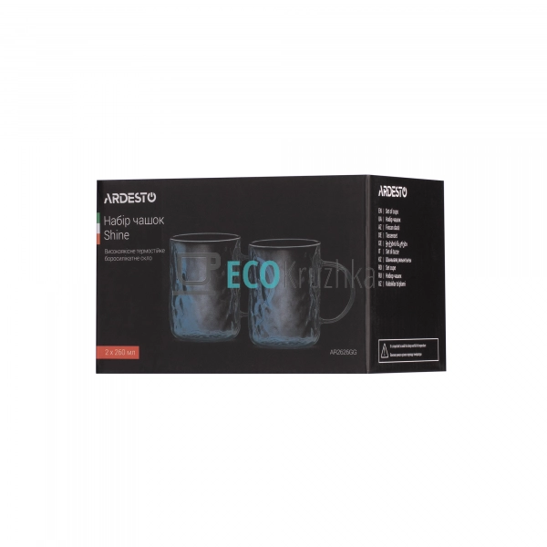 Набір чашок Ardesto Shine, 260 мл, 2 од., боросилікатне ... Набір чашок Ardesto Shine, 260 мл, 2 од., боросилікатне ...