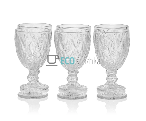 Келихи для вина зі скла 6 шт 240 мл Прозорий ромбус EK-1 ... Келихи для вина зі скла 6 шт 240 мл Прозорий ромбус EK-1 ...