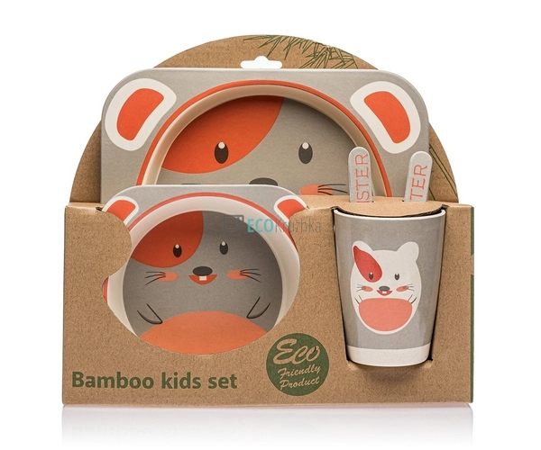 Набір дитячого посуду бамбуковий 5 приладів Мишка Eco Ba ... Набір дитячого посуду бамбуковий 5 приладів Мишка Eco Ba ...