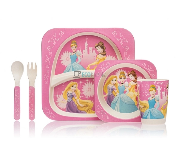 Набір дитячого посуду бамбуковий 5 приладів Принцеса Eco ... Набір дитячого посуду бамбуковий 5 приладів Принцеса Eco ...