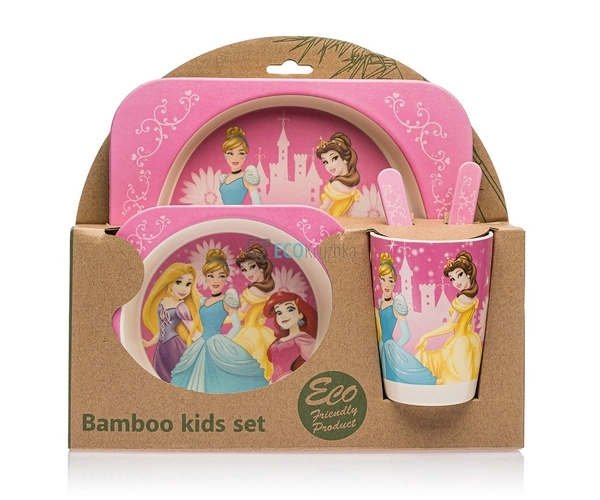 Набір дитячого посуду бамбуковий 5 приладів Принцеса Eco ... Набір дитячого посуду бамбуковий 5 приладів Принцеса Eco ...