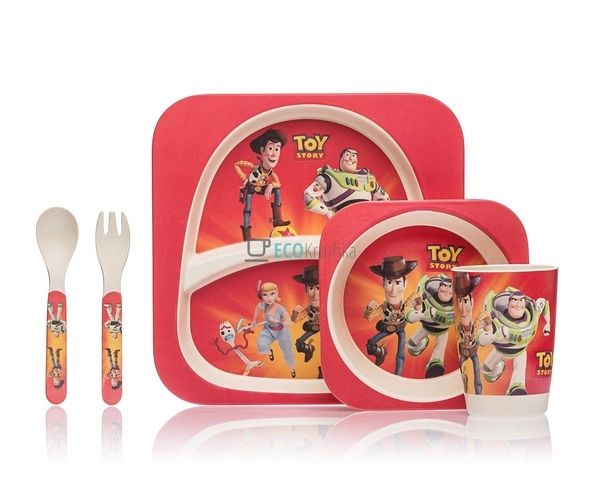 Набір дитячого посуду бамбуковий 5 приладів Історія ігра ... Набір дитячого посуду бамбуковий 5 приладів Історія ігра ...