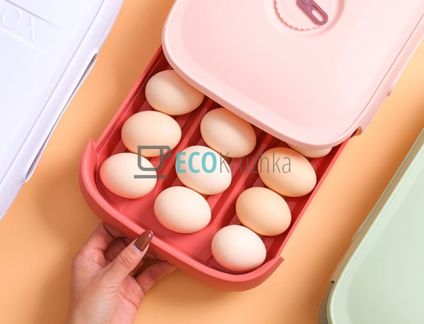 Органайзер для зберігання яєць на 15 шт Рожевий (R30901) Органайзер для зберігання яєць на 15 шт Рожевий (R30901)
