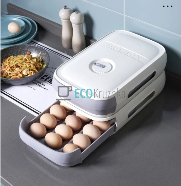 Органайзер для зберігання яєць на 15 шт Бежевий (R30901) Органайзер для зберігання яєць на 15 шт Бежевий (R30901)