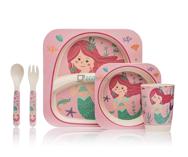 Набір дитячого посуду бамбуковий 5 приладів Русалка Eco ... Набір дитячого посуду бамбуковий 5 приладів Русалка Eco ...