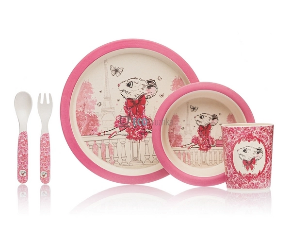 Набір дитячого посуду бамбуковий 5 приладів Мишка Eco Ba ... Набір дитячого посуду бамбуковий 5 приладів Мишка Eco Ba ...