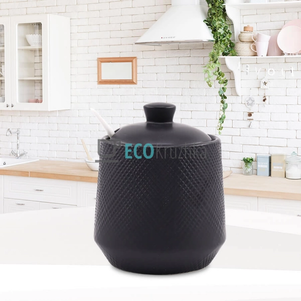 Цукорниця 300 мл з ложкою "Black" Maestro MR-20001-09 Цукорниця 300 мл з ложкою "Black" Maestro MR-20001-09