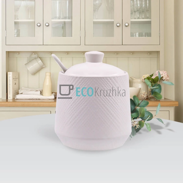 Цукорниця 300 мл з ложкою "White" Maestro MR-20002-09 Цукорниця 300 мл з ложкою "White" Maestro MR-20002-09