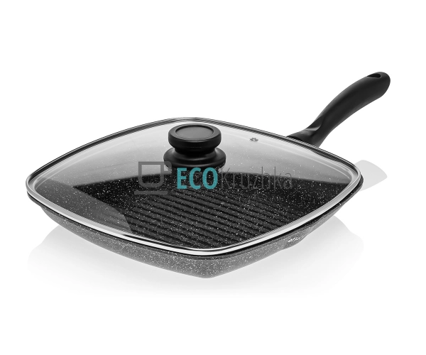 Сковорода-гриль 28 см з кришкою та антипригарним покритт ... Сковорода-гриль 28 см з кришкою та антипригарним покритт ...