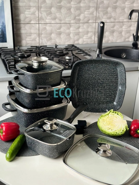 Набір каструль Edenberg 12 предметів з мармуровим антипр ... Набір каструль Edenberg 12 предметів з мармуровим антипр ...