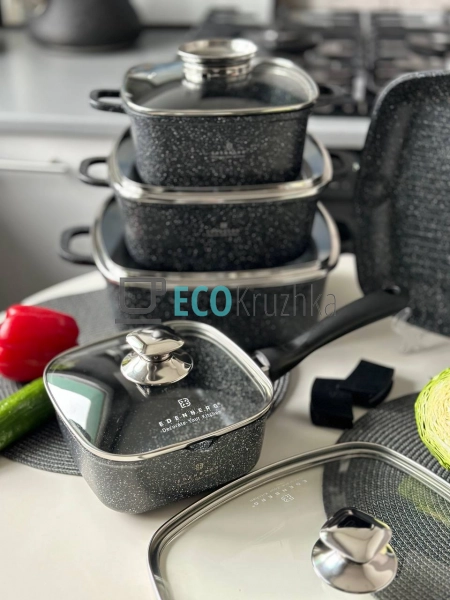 Набір каструль Edenberg 12 предметів з мармуровим антипр ... Набір каструль Edenberg 12 предметів з мармуровим антипр ...