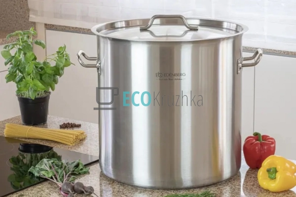 Велика каструля 40л із нержавіючої сталі з кришкою Edenb ... Велика каструля 40л із нержавіючої сталі з кришкою Edenb ...