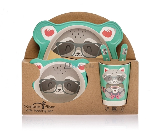 Набір дитячого посуду бамбуковий 5 приладів Єнот Eco Bam ... Набір дитячого посуду бамбуковий 5 приладів Єнот Eco Bam ...