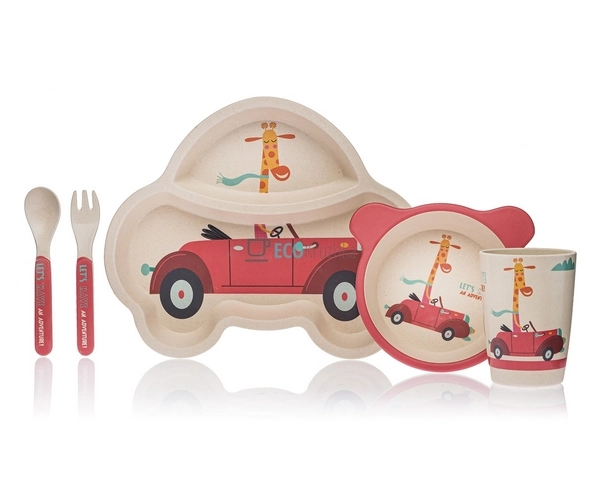 Набір дитячого посуду бамбуковий 5 приладів Жираф Eco Ba ... Набір дитячого посуду бамбуковий 5 приладів Жираф Eco Ba ...