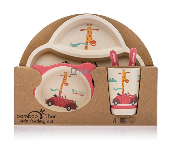 Набір дитячого посуду бамбуковий 5 приладів Жираф Eco Ba ... Набір дитячого посуду бамбуковий 5 приладів Жираф Eco Ba ...