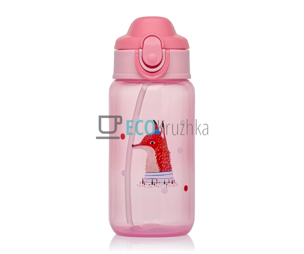Пляшка-поїлка Лисичка дитяча з трубочкою 480 мл Рожева ( ...