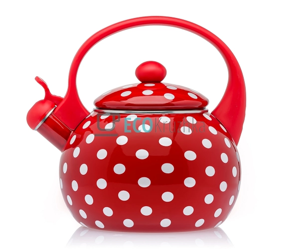 Чайник Емальований 2.2л із свистком Червоний горох Zaurb ... Чайник Емальований 2.2л із свистком Червоний горох Zaurb ...