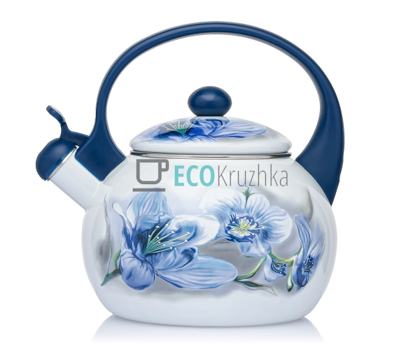 Чайник Емальований 2.2л із свистком Орхідея Синя Zaurber ... Чайник Емальований 2.2л із свистком Орхідея Синя Zaurber ...