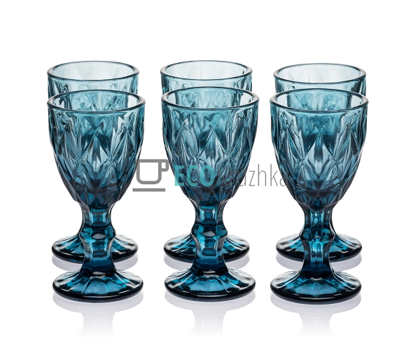 Набір чарок з кольорового скла 6 шт Glassware 40 мл Сині ...
