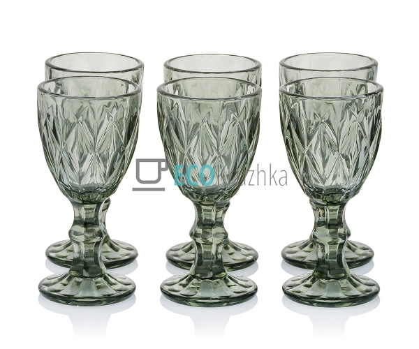 Набір чарок з кольорового скла 6 шт Glassware 40 мл Сіри ...