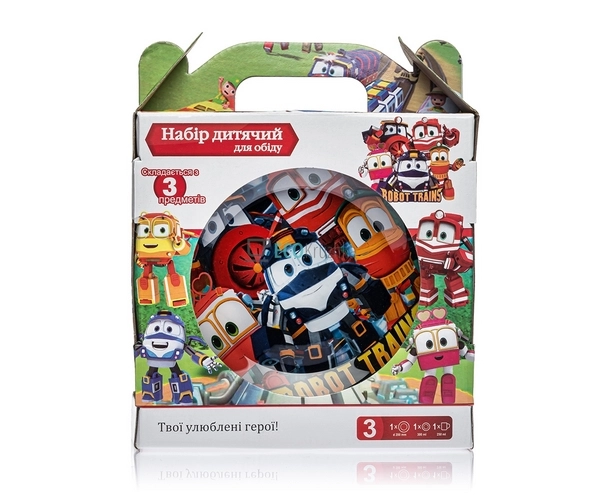 Набір скляного посуду для дітей 3 предмета Robot Trains ... Набір скляного посуду для дітей 3 предмета Robot Trains ...