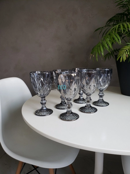 Келихи для вина з кольорового скла 6 шт Glassware 320 мл ...