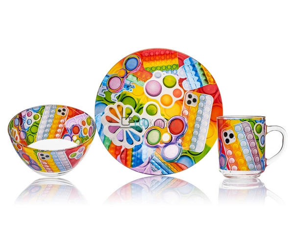 Набір скляного посуду для дітей 3 Pop it Metr + Original ... Набір скляного посуду для дітей 3 Pop it Metr + Original ...