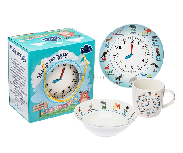 Дитячий набір столового посуду Milika Amusing Clock 3 пр ...