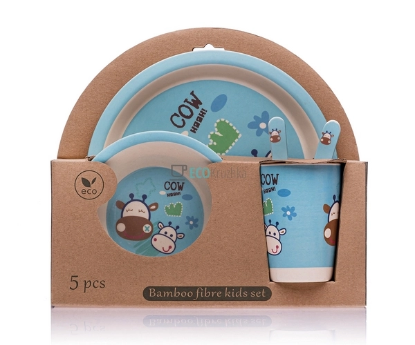 Набір дитячого посуду бамбуковий 5 приладів Корівка EK48 ... Набір дитячого посуду бамбуковий 5 приладів Корівка EK48 ...