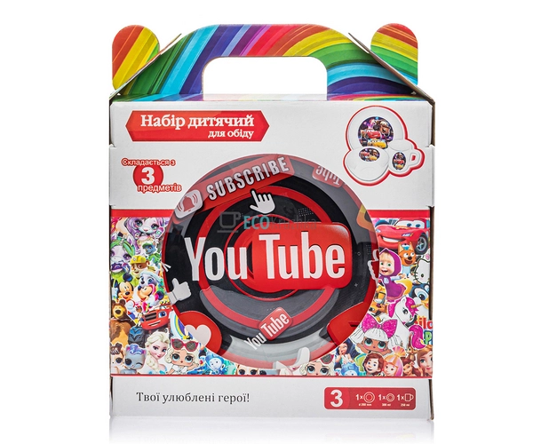 Набір скляного посуду для дітей YouTube Metr + Original ... Набір скляного посуду для дітей YouTube Metr + Original ...